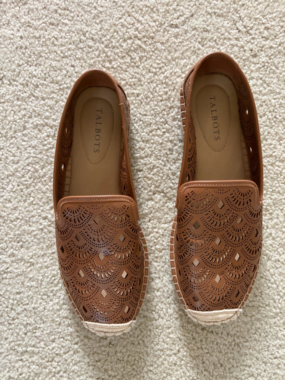 Talbots Tan Laser-Cut Espadrille Slip-Ons